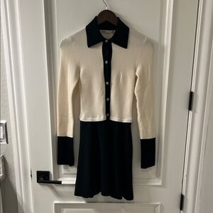 Alice + Olivia Black and Cream Mini Dress